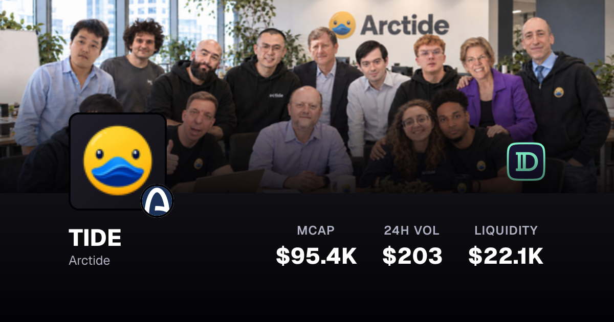 TIDE $0.1355534 +1.43% — Arctide on Arc | Defined.fi