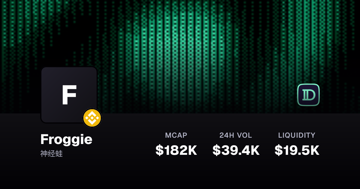 Froggie $0.00013247 -53.1% — 神经蛙 on BNB | Defined.fi