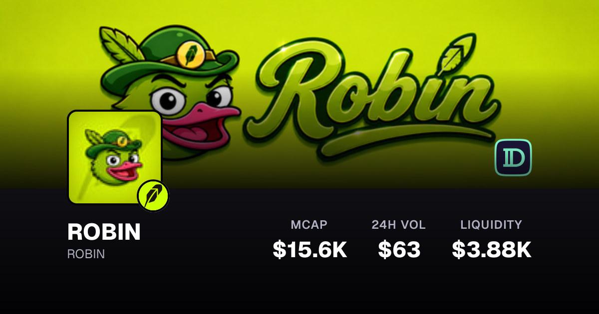 ROBIN $0.0₄15791 -0.21% — ROBIN on Robinhood | Defined.fi